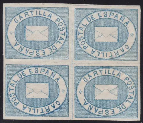 1869 SPANIEN, Franchise Nr. 1 hellblau VIERTEL MIT 2 Schnabelköpfen MLH *