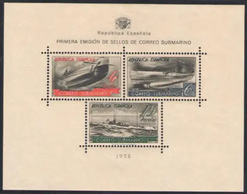 1938 SPANIEN - Bogen Nr. 11 U-Boote, postfrisch **