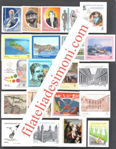 2019 Italien, kompletter Jahrgang, 73 Werte + 5 Bogen - postfrisch **