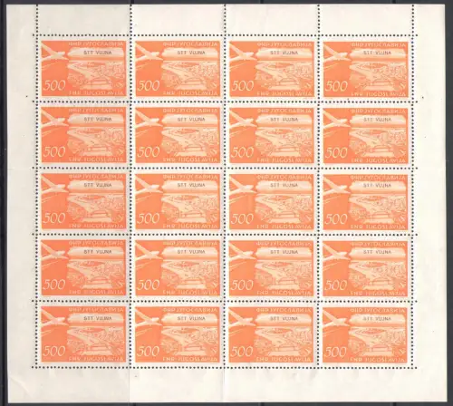1954 TRIEST B, Hoher Bogenwert Nr. 31, 500 Dinar Orange, postfrisch **