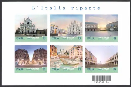 2021 Italien - Republik, Tourismus - Italien reist - Bogen - Neu, Auflage 45.000 Exemplare, postfrisch **