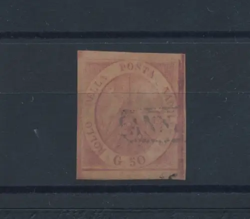 1858, NAPOLI, Nr. 14, 50 Körnung ROSA Brunastro, signiert Enzo Diena im großen Sinne, gebraucht - RAR