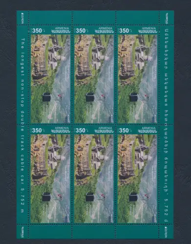 2012 EUROPA CEPT Armenien, 1 Kleinbogen von 6 Serien, Tourismus, postfrisch **