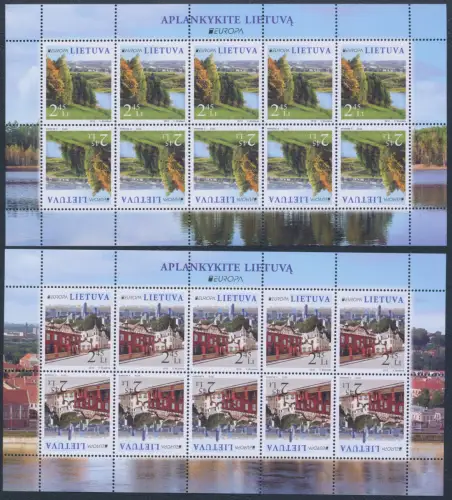 2012 EUROPA CEPT, Litauen, 2 Kleinblätter zu 10 Paaren, Tourismus, postfrisch **