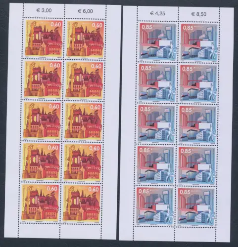 2012 EUROPA CEPT, Luxemburg, 2 Kleinblätter à 10 Paare, Tourismus, postfrisch **