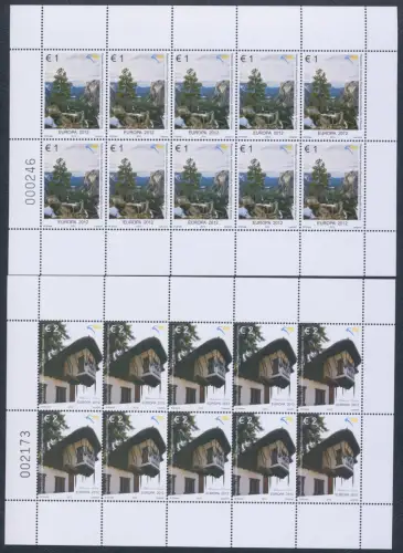2012 EUROPA CEPT, Kosovo, 2 Kleinblätter zu 10 Paaren, Tourismus, postfrisch **