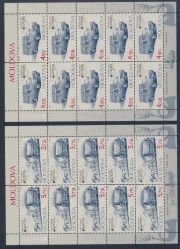 2013 EUROPA CEPT, Moldawien - Moldawien, 2 Kleinblätter mit 10 Werten, Postfahrzeuge, postfrisch **