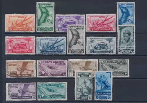 1933 Italienische Kolonien, Allgemeine Ausgaben, Jahrzehnter Marsch auf Rom, 18 Werte Nr. 32/41 +A 22/29 Top Qualität - postfrisch**