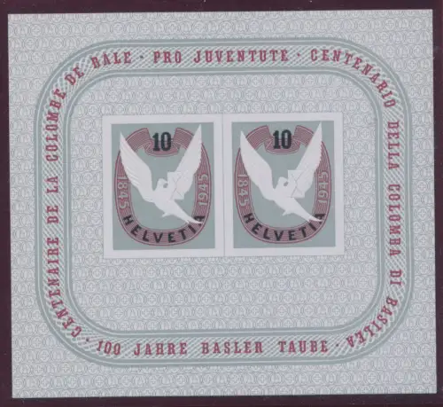 1945 SCHWEIZ, BF Nr. 12, Hundertjahrfeier der Basler Taube, postfrisch**