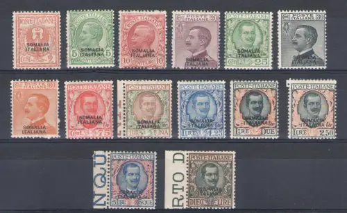 1926-30 SOMALIA - Briefmarken Italiens überdruckt Somalia Italiana, Nr. 92/104, 14 Werte, neuer Vollgummi und Original, postfrisch**