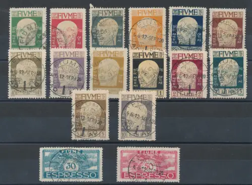 1920 Fluss, Bildnis von Gabriele D'Annunzio, Nr. 113/126 + Express 1/2, gebraucht
