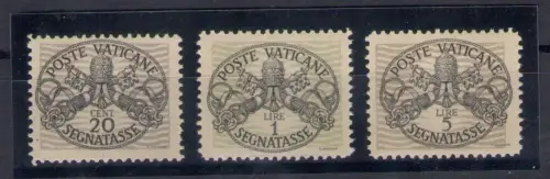 1946 Vatikan Steuermarken Breite Streifen Graue Karte 3 Werte postfrisch **