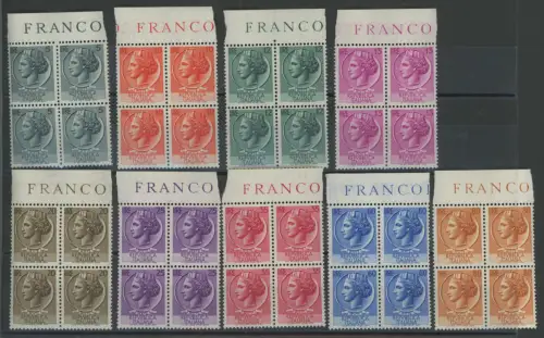 1953 Italienische Republik, Syrakus Ruota Quartina, 9 val, n. 710/18, postfrisch** - Alle hohen Bogenrand