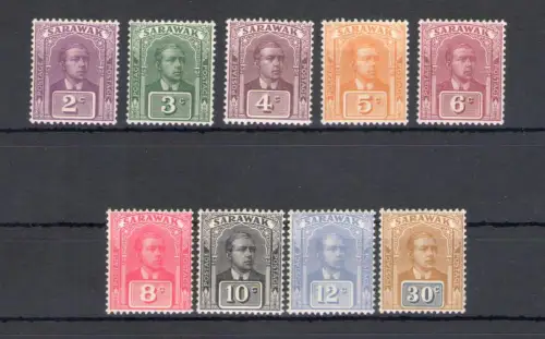 1922-23 SARAWAK - Stanley Gibbons Nr. 63/71 - Sir Charles Vyner Brooke - Serie mit 9 Werten - MH*