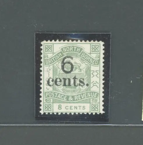1891-92 North Borneo, Stanley Gibbons Nr. 55 - 6c. auf 8c. gelbgrün - postfrisch**