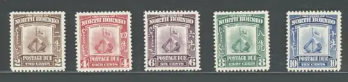 1939 NORTH BORNEO BMA, D 85/89 5 Werte MLH**
