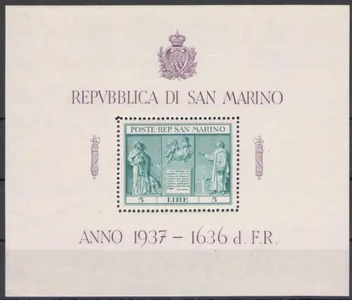 1937 SAN MARINO, Unabhängigkeit - Nr. 1 - Bogen - postfrisch **