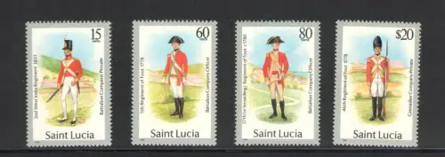 1987 ST. Lucia - Militäruniformen - Serie von 4 Werten - Yvert Tellier Nr. 860-63 - MNH**
