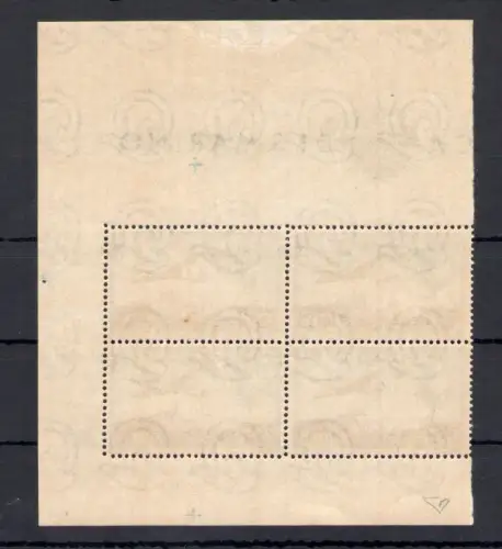 1951 SAN MARINO Luftpost 'Flagge' - Viererblock - 28.11.1951 - Sächsischer Katalog Nr. 99 - Zertifikat Enzo Diena Selten