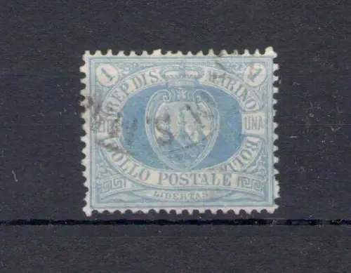 1894 SAN MARINO, Sächsischer Katalog Nr. 31 - Überseelira - gebraucht signiert A.Diena - Sehr gute Zentrierung