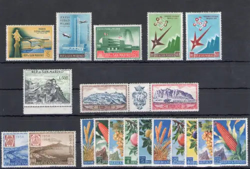 1958 San Marino kompletter Jahrgang, postfrisch, 20 Val, postfrisch **