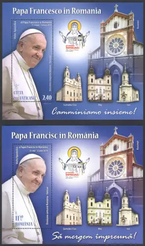 2019 Vatikan und Rumänien, Papst Franziskus, Gemeinsame Ausgaben, postfrisch**