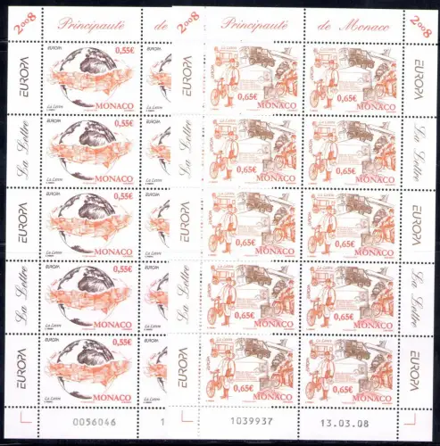 2008 EUROPA CEPT München, 2 Kleinblätter mit 10 Werten, postfrisch**