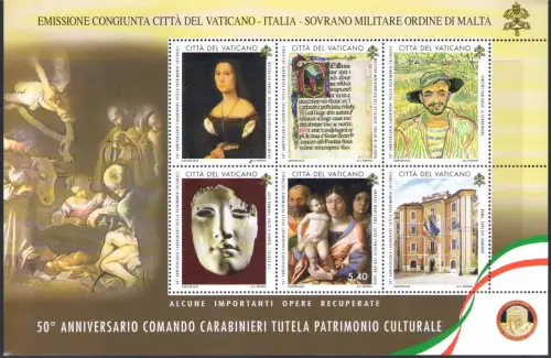 2019 Vatikan, Carabinieri Gemeinsame Ausgabe mit Vatikan, Italien, Smom MNH **