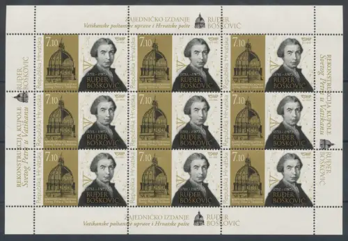 2011 Kroatien, Rugerius Boscovich, 9er Kleinbogen, Gemeinschaftsausgabe, postfrisch **