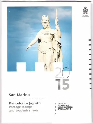 2015 San Marino, offizielles Jahresbuch der philatelistischen Ausgaben, Briefmarken, Bogen - postfrisch **