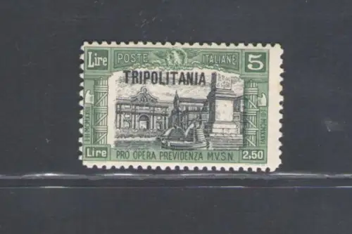 1929 Tripolitanien, Miliz II, 5 Lire + 2 Lire oliv und schwarz, Essay P9, postfrisch **
