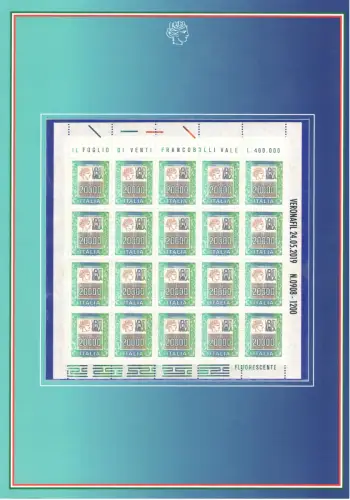 2019 Italien Republik - Ordner Werte in der Zeit II - Wie gescannt - Auflage 1200 Exemplare - Garantiezertifikat Philatelie De Simoni