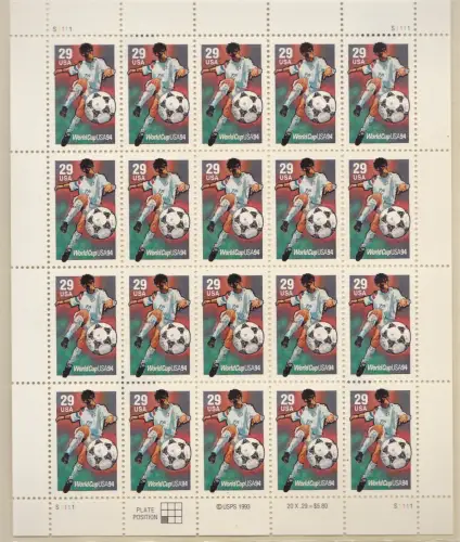 1994 USA, Nr. 2569/2571 'USA 94' die Serie in Blättern mit 20 Werten postfrisch**