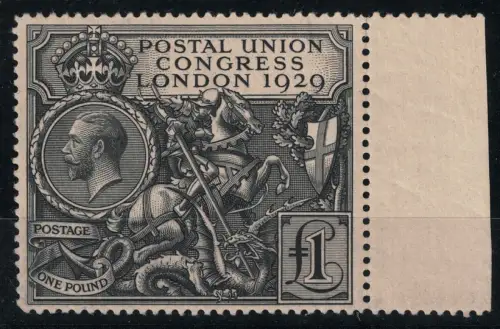 1929 Großbritannien, Hoher Wert # 183, George V, 1 Pfund Schwarz, postfrisch **