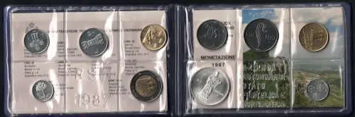 1987 Republik San Marino, Divisionsmünzen, FDC MIT 1.000 Lire in Silber