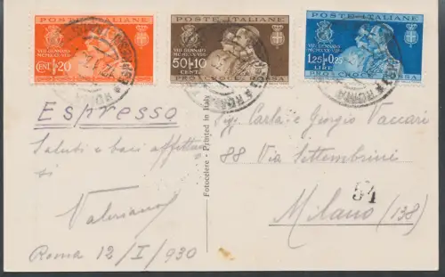 1930 Italien - Hochzeit Prinz Umberto # 269/71, Postkarte gebraucht