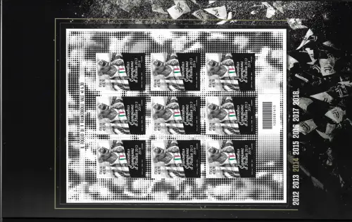 2018 Italia - THE BLACK AND WHITE STORIES JUVENTUS FOLDER 7 Minifogli + Lamina d'oro