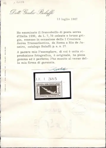 1930 Italien, Transatlantikkreuzfahrt Balbo, Lire 7,70 Nr. 25 - postfrisch **