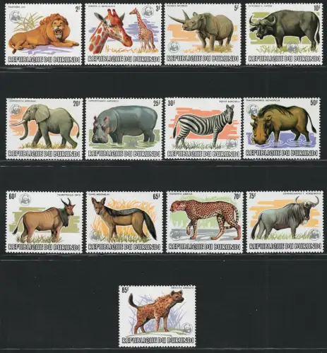 1983 Burundi, Yvert und Tellier Nr. 864/76 - WWF Tiere - postfrisch **