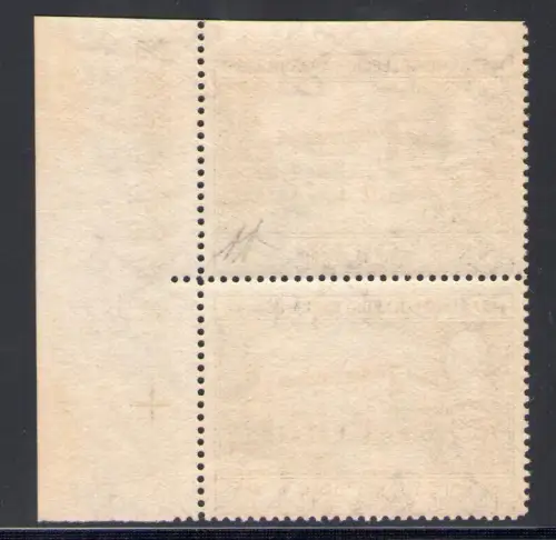 1957 VATIKAN - Nr. 225a Capranica 35 Lire Schiefer oben ungezähnt im Paar mit der Normalmarke, Signatur A. Diena MNH **