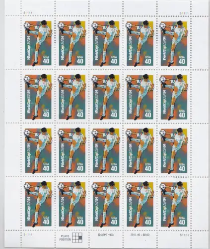 1994 USA, Nr. 2569/2571 'USA 94' die Serie in Blättern mit 20 Werten postfrisch**