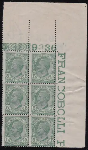1906 Italien - Königreich, Nr. 81d MNH ** BEIDSEITIGER DRUCKBLOCK