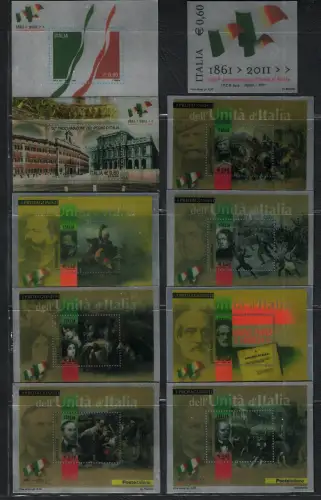 2011 Italien, 54 Werte + 17 Zettel + 16 Silberzettel + 1 Heft, postfrisch **