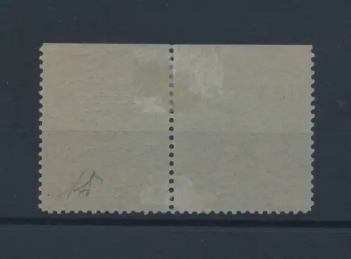 1918 Rathaus von Udine, 5 Cent schwarz auf blaugrünem Papier, Tete-Beche - horizontal - MLH ** Signiert / Signiert Alberto Diena