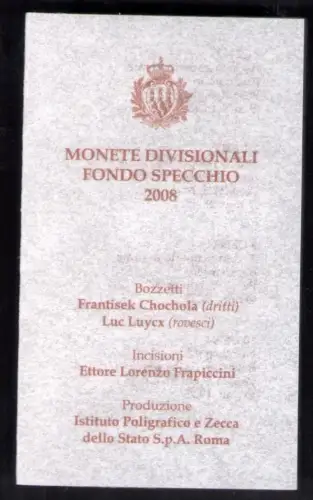 2008 San Marino, Divisionali, 8 Werte, PP - Spiegelfund
