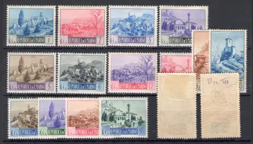 1949-50 SAN MARINO Nr. 342-355 Komplette Serie Landschaften, 6 Werte MH*