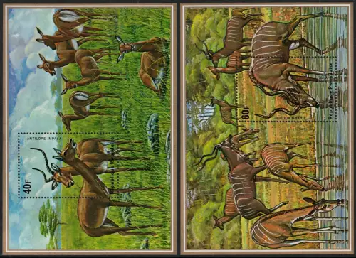1975 Ruanda, Yvert Foglietti # 45/46, Antilopen, Fauna, MNH **
