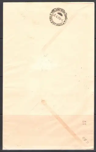 1953 San Marino, Skiatrice BF 15, Umschlag Venetia Nr. 176 bis, rückseitig storniert
