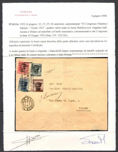 1922 Italien - Königreich, Kongress von Triest, komplette Serie, gebraucht auf Fragment