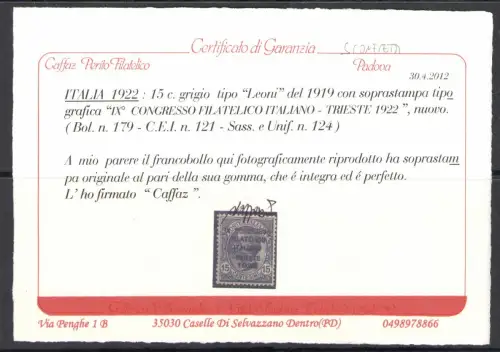 1922 Italien - Königreich, Philatelistischer Kongress Nr. 126/26 - MNH ** Außergewöhnlich